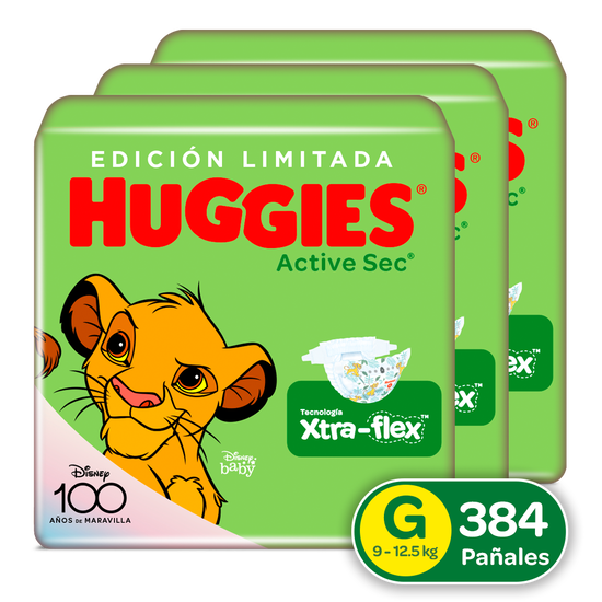 Combo Pañales Huggies Active Sec G, 384 uds. (Edición Limitada)