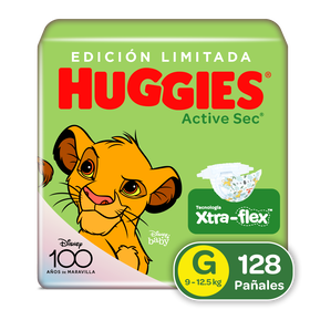 Pañales Huggies Active Sec Xtra-Flex G, 128uds. (Edición Limitada)