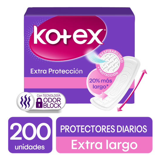 Protectores diaros Kotex Largos, 200 uds