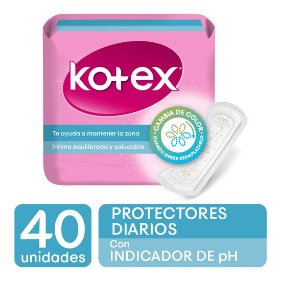 Protectores diaros Kotex con indicador de PH, 40 uds