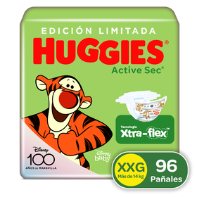 Pañales Huggies Active Sec Xtra-Flex XXG, 96uds. (Edición Limitada)