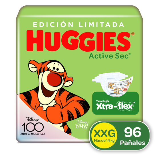 Pañales Huggies Active Sec Xtra-Flex XXG, 96uds. (Edición Limitada)
