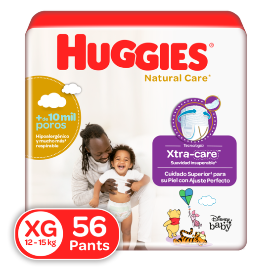 Pantaloncitos Huggies Natural Care XG, 56 uds
