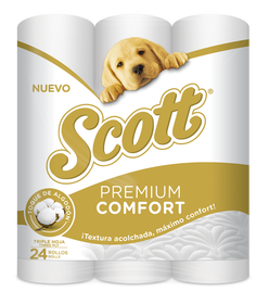 Papel Higiénico Scott Premium Comfort Triple Hoja 24 Rollos