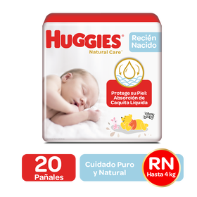 Pañales Huggies Natural Recien Nacido, 20 uds