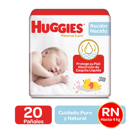 Pañales Huggies Natural Recien Nacido, 20 uds
