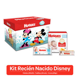 Kit Disney: Pañales Huggies Natural Recien Nacido, 20 uds + Toallitas húmedas Puro y Natural 48 uds + Crema Protectora 80g