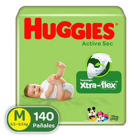 Pañales Huggies Active Sec Xtra-Flex M, 140uds