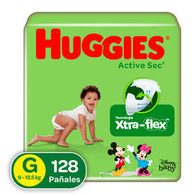Pañales Huggies Active Sec Xtra-Flex G, 128uds
